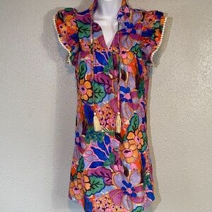 THML Colorful Watercolor Floral Mini Dress